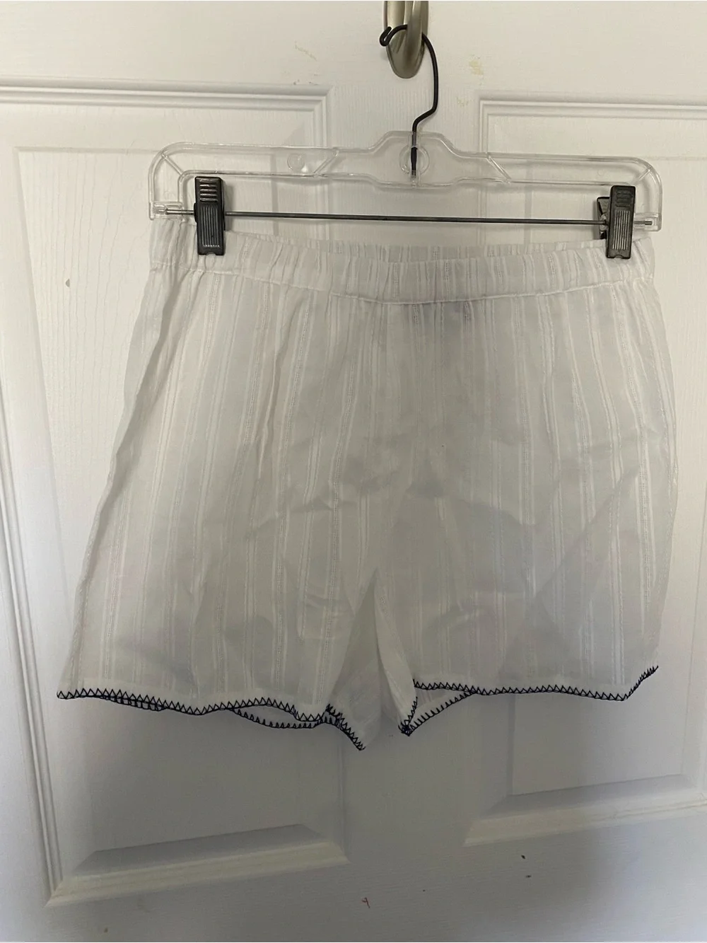 Caroline Constas 100% Cotton Two-Piece Tank & Shorts Set with Navy Trim NWT - Picture 4 of 5